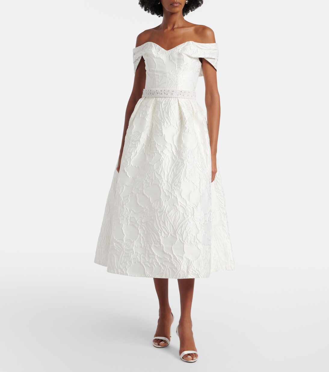 Bridal Winslet jacquard midi dress | Rebecca Vallance