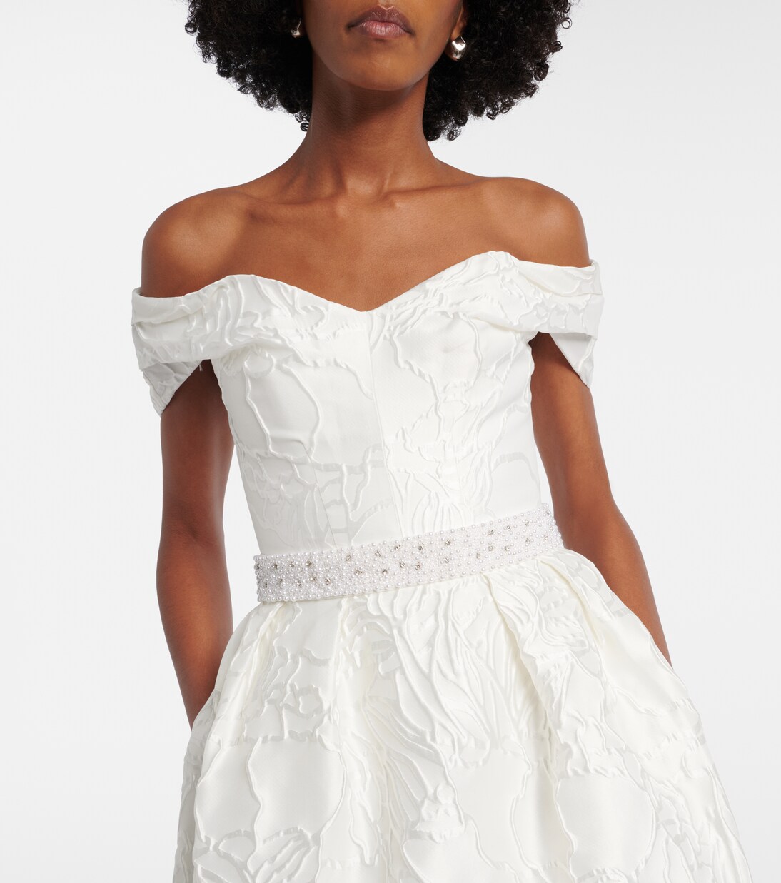 Bridal Winslet jacquard midi dress | Rebecca Vallance