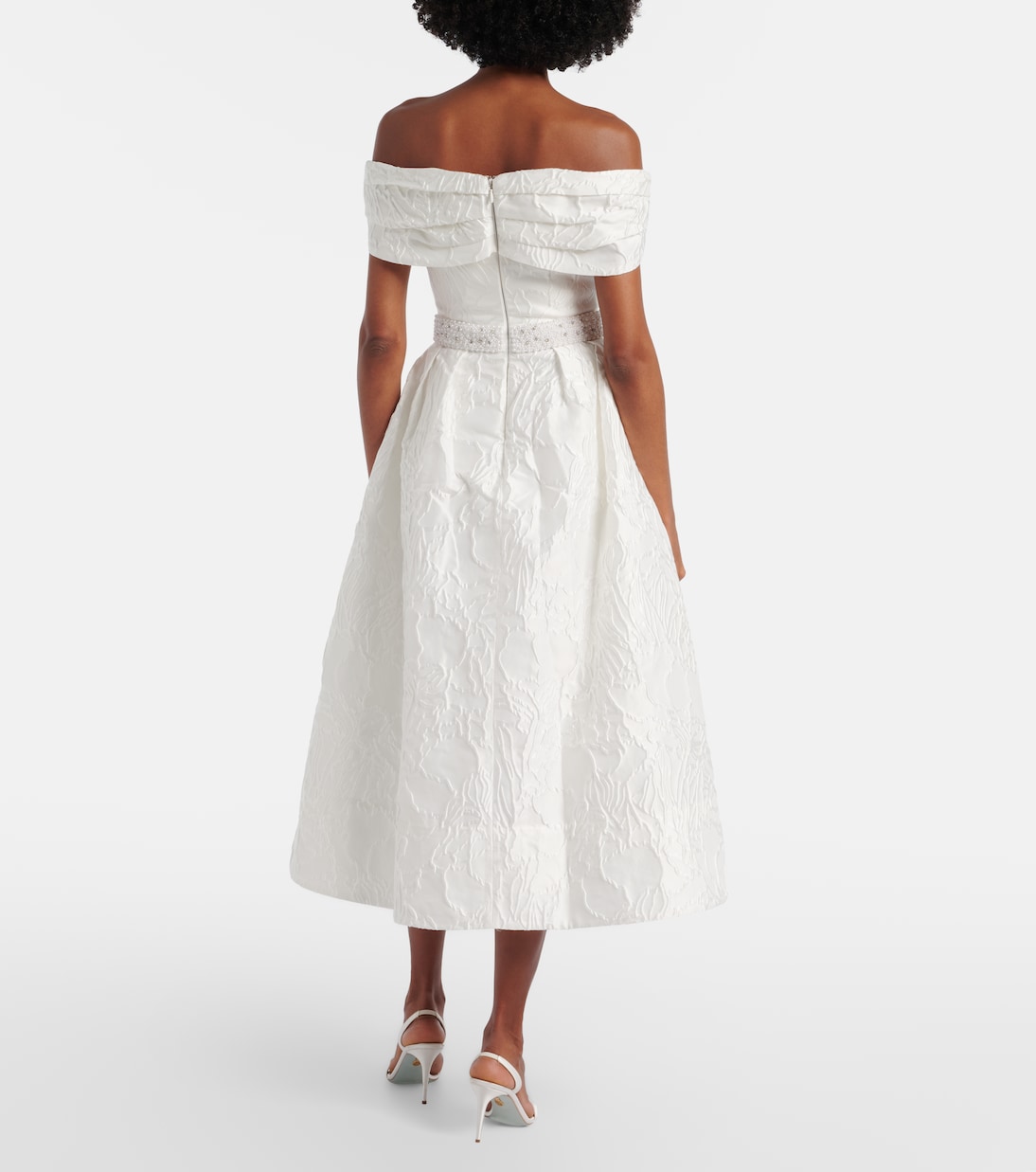 Bridal Winslet jacquard midi dress | Rebecca Vallance