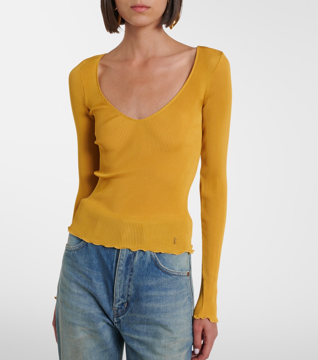 Ribbed-knit silk top | Saint Laurent