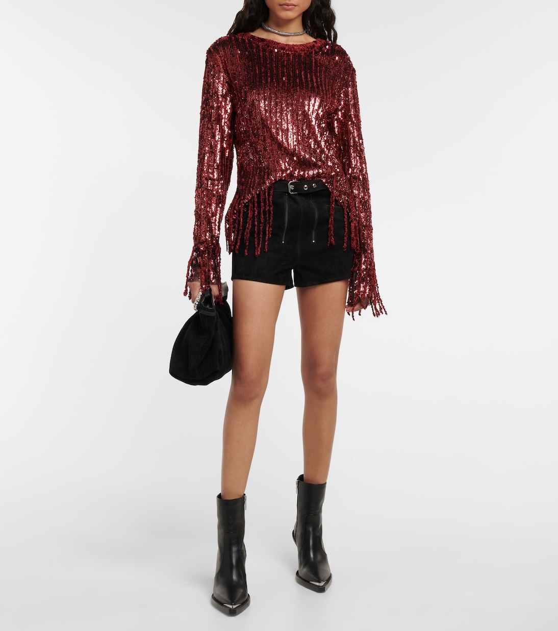 Low-Rise Shorts aus Veloursleder | Dodo Bar Or