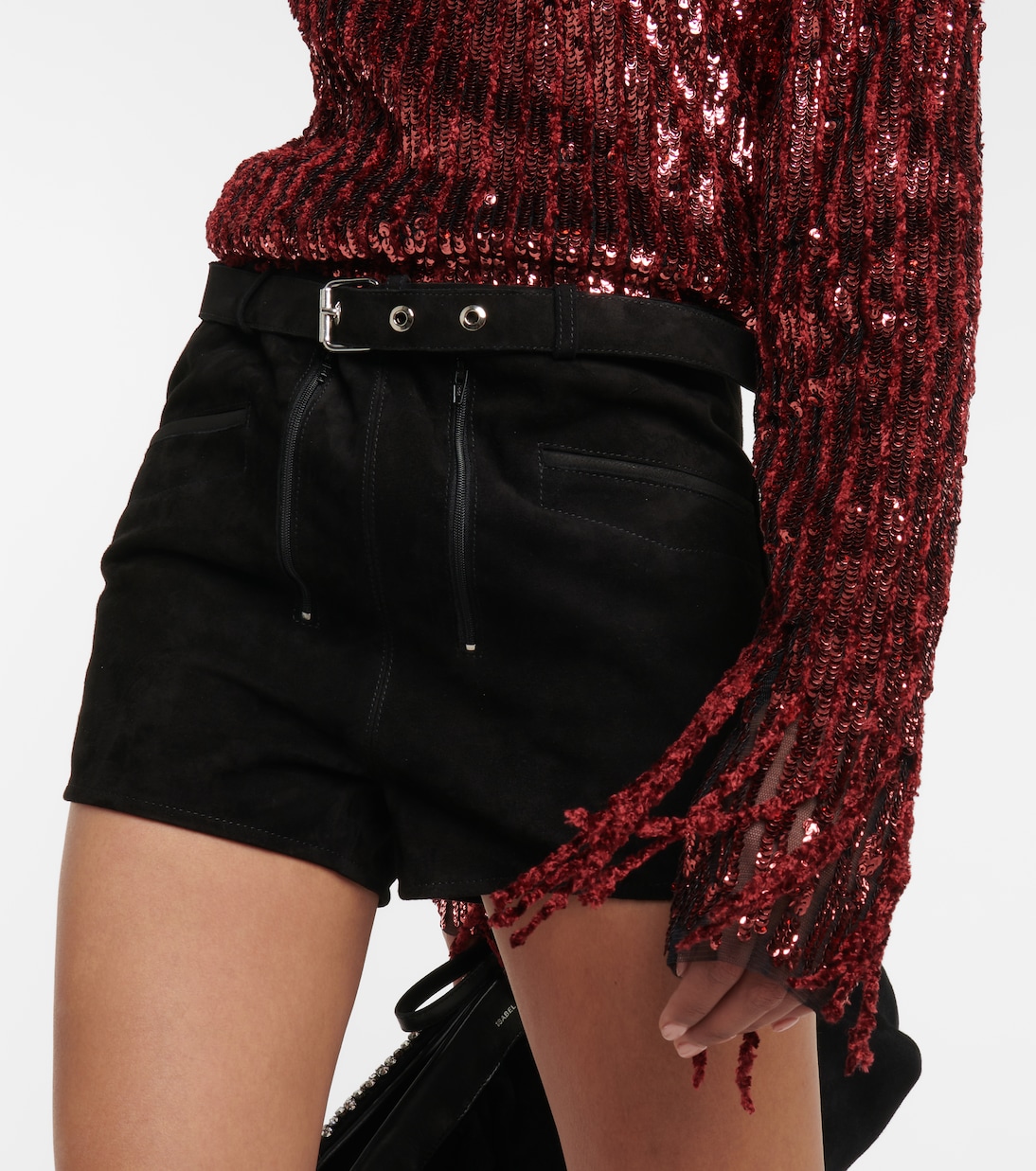 Low-Rise Shorts aus Veloursleder | Dodo Bar Or