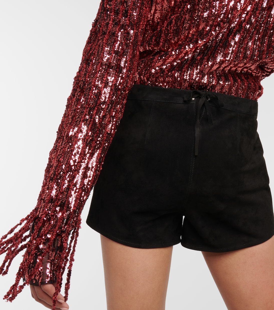 Low-Rise Shorts aus Veloursleder | Dodo Bar Or