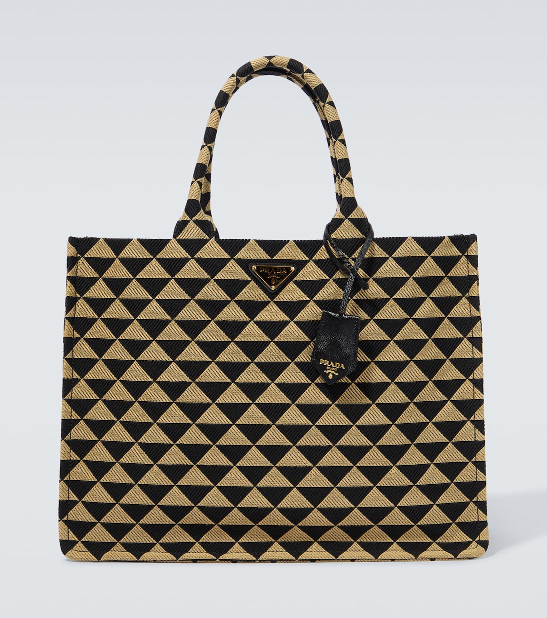 Symbole leather-trimmed tote bag | Prada