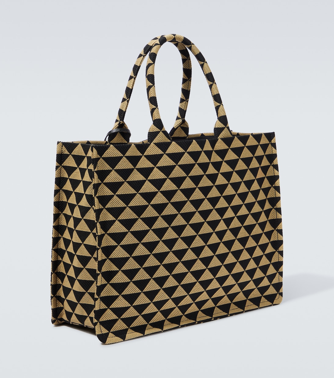 Symbole leather-trimmed tote bag | Prada