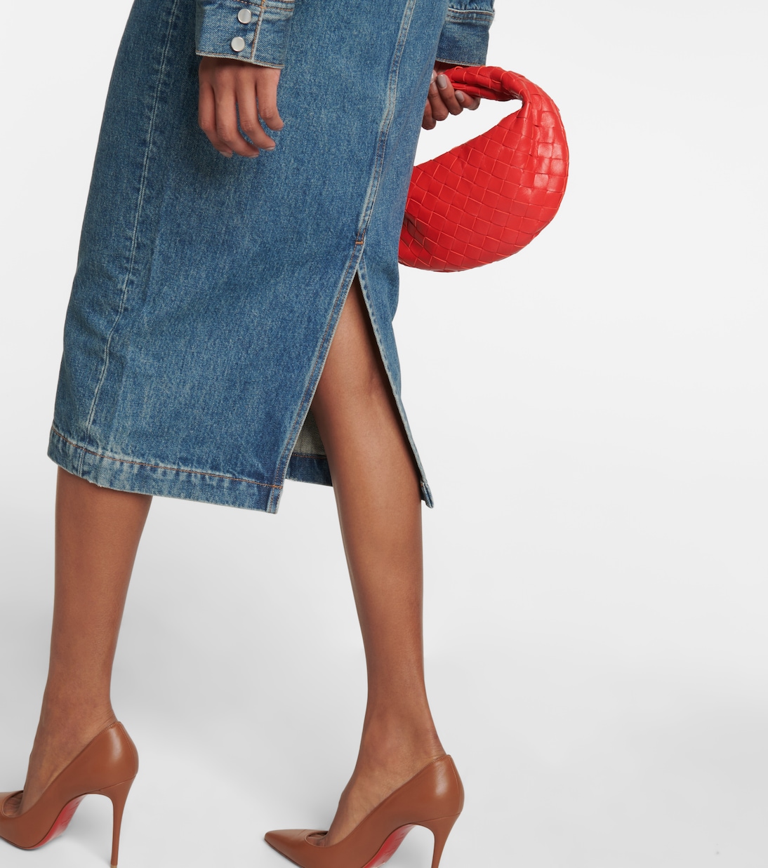 High-Rise-Midirock aus Denim | Wardrobe.NYC