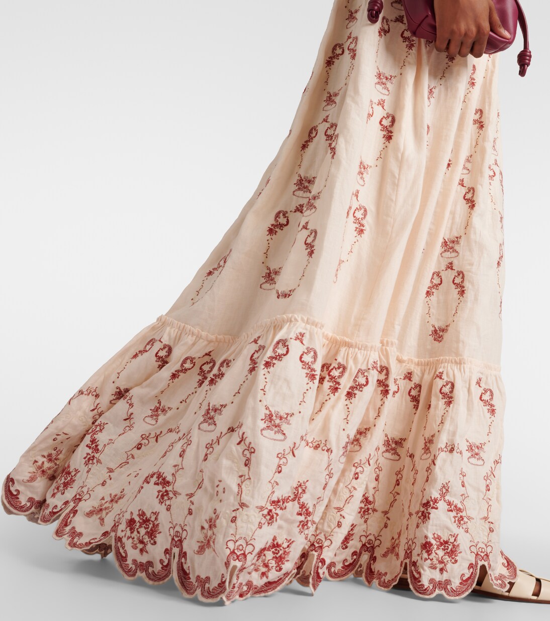 Robe longue Achiote brodée en lin | Agua by Agua Bendita