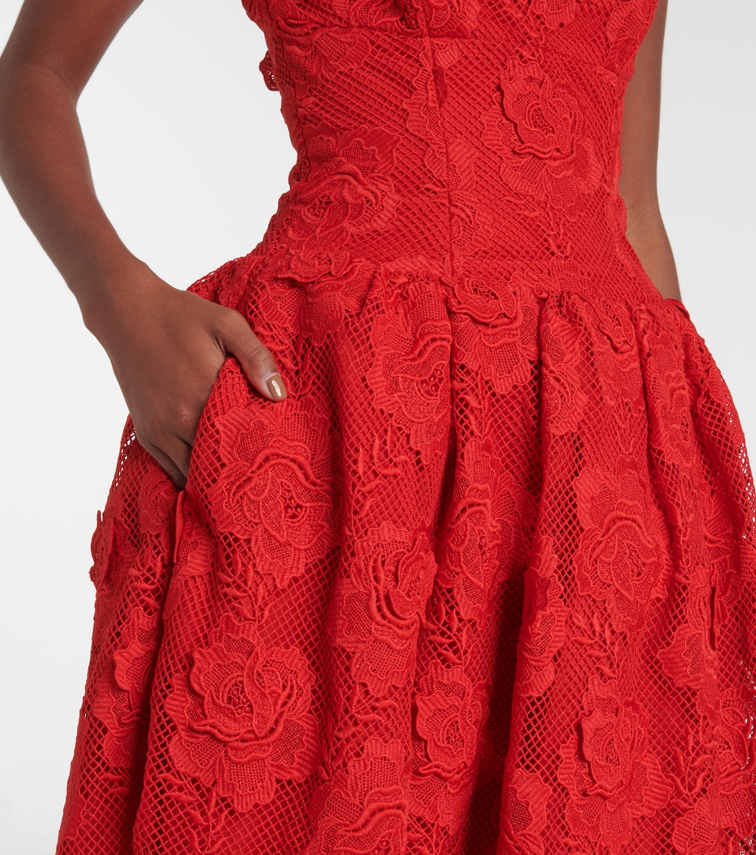 Robe midi bustier en dentelle | Self-Portrait