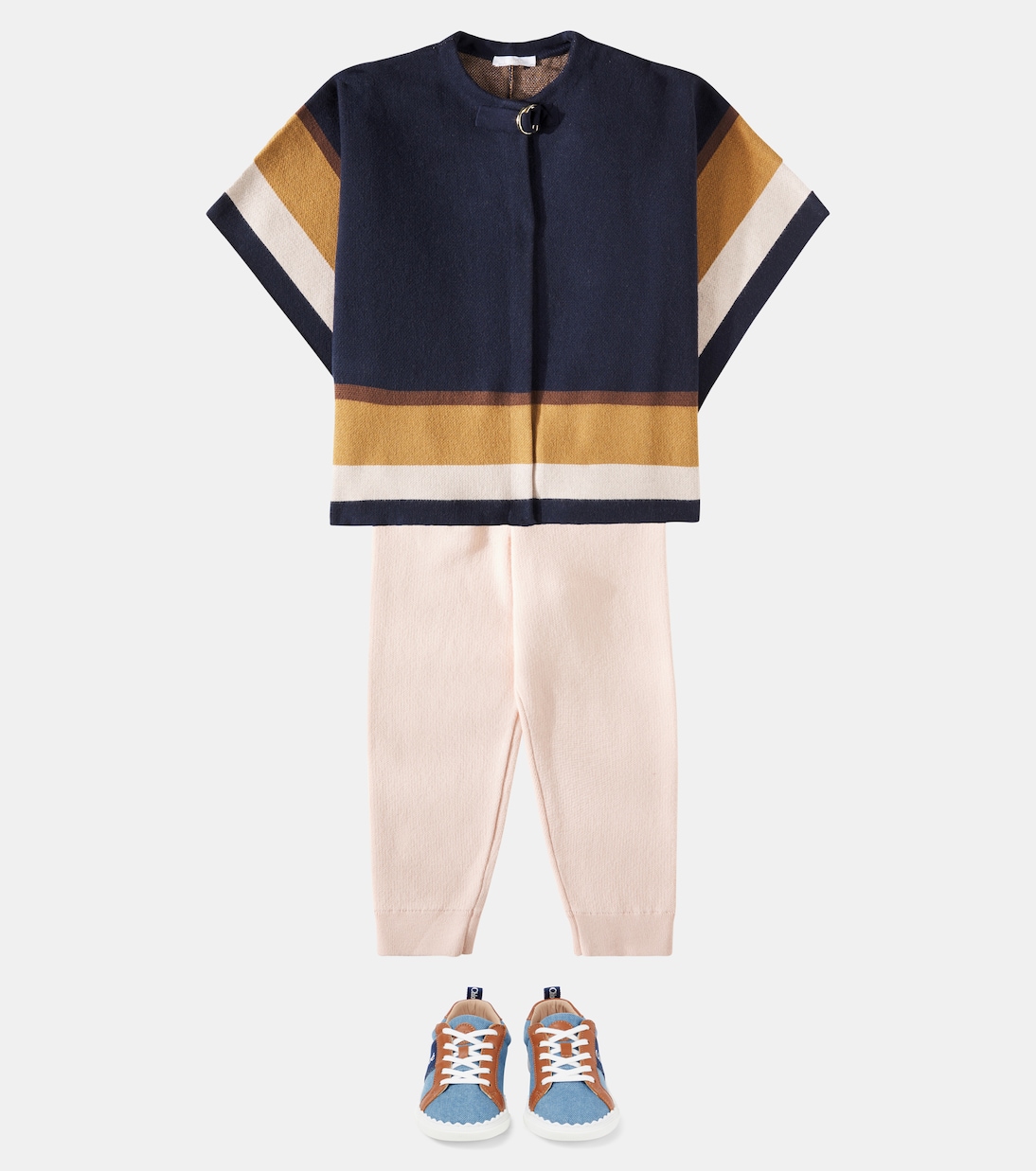 Logo cotton and wool cape | Chloé Kids