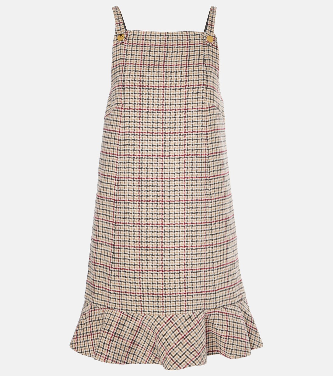 Checked wool-blend minidress | Ganni