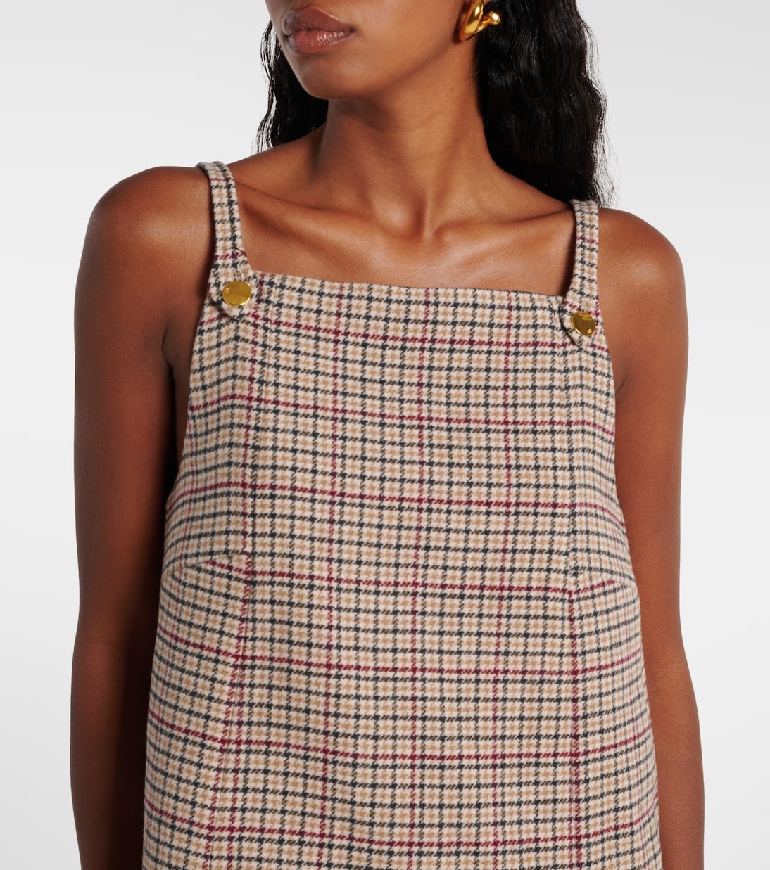 Checked wool-blend minidress | Ganni