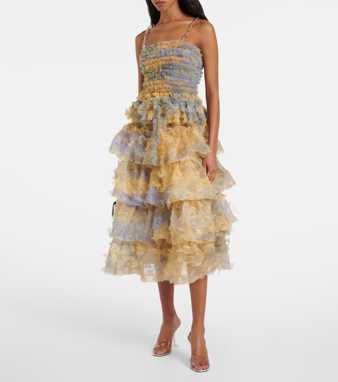 Ruffled appliqué midi skirt | Susan Fang