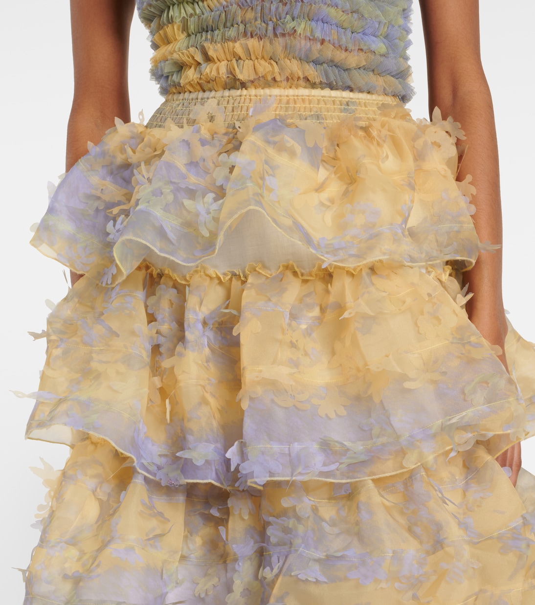 Ruffled appliqué midi skirt | Susan Fang