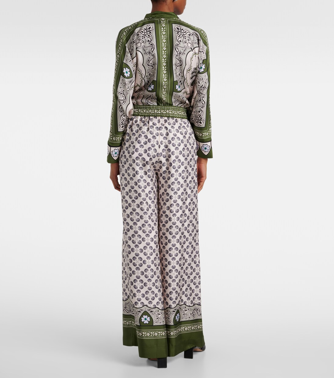 Printed silk twill palazzo pants | La DoubleJ