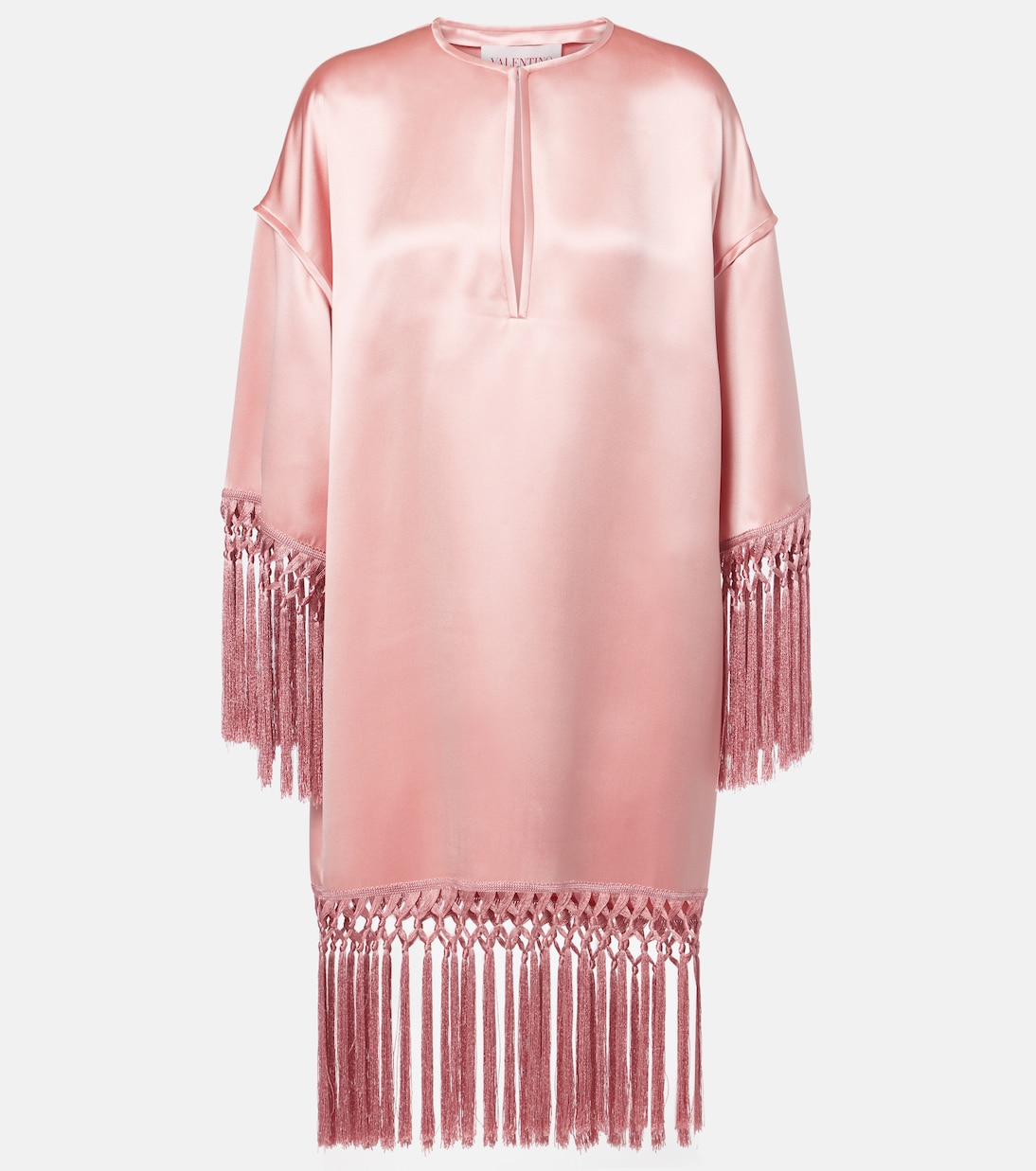 Fringed silk duchess satin minidress | Valentino