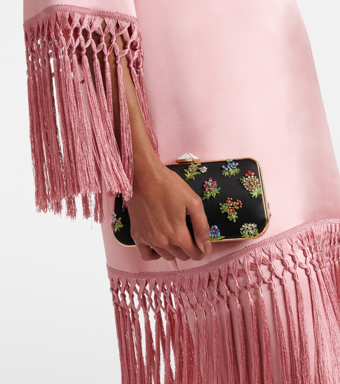 Fringed silk duchess satin minidress | Valentino