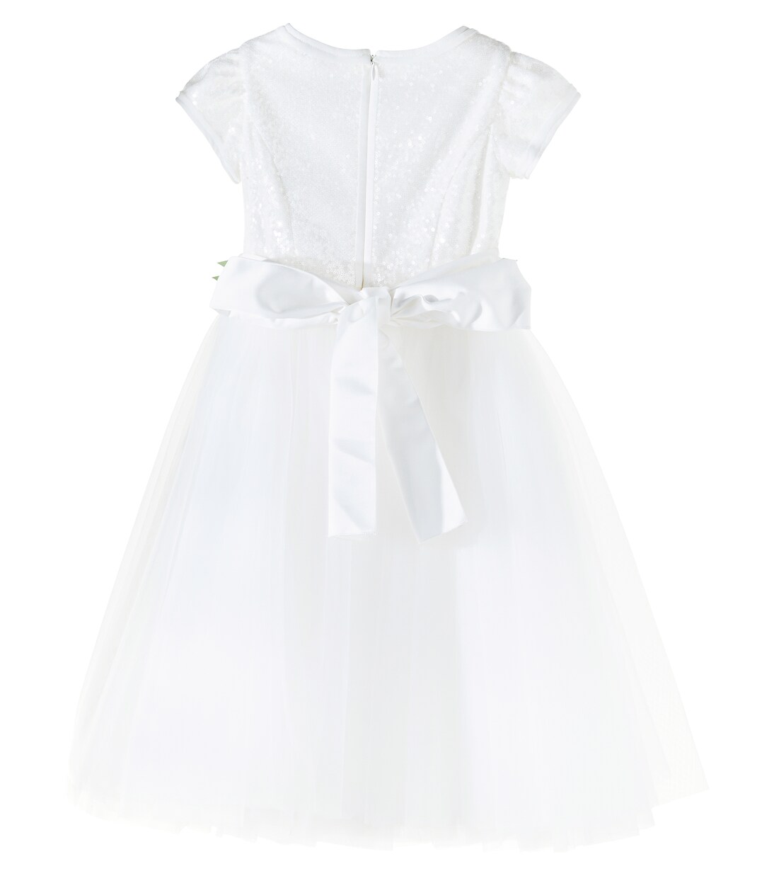 Sequined floral-appliqué tulle dress | Monnalisa