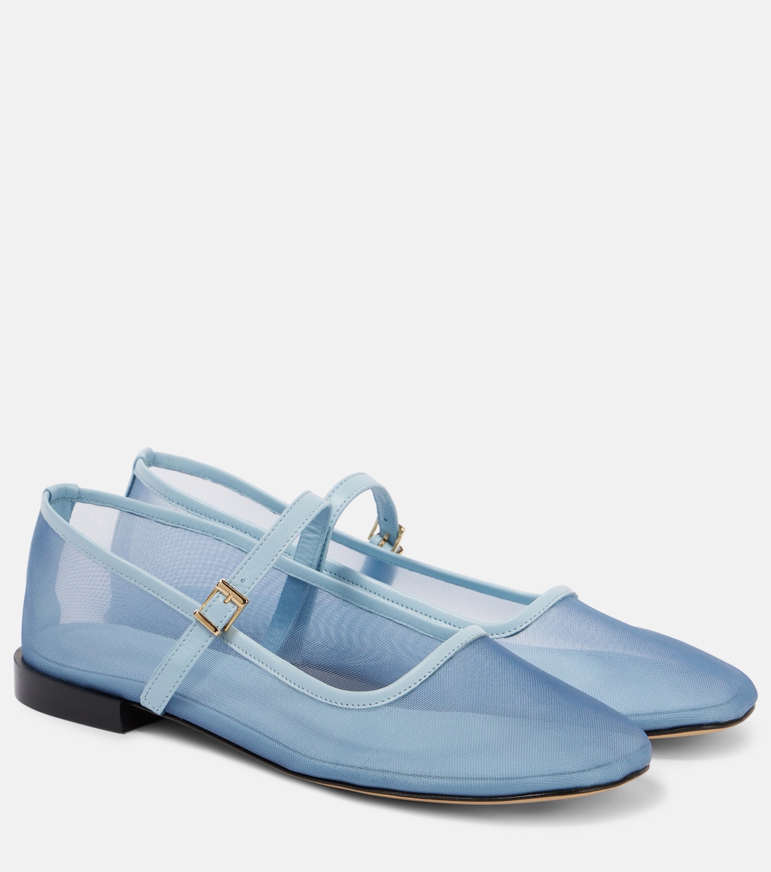 Minima leather-trimmed tulle Mary Jane flats | Souliers Martinez
