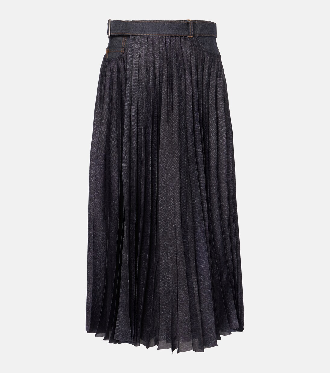 Denim pleated midi skirt | Sacai