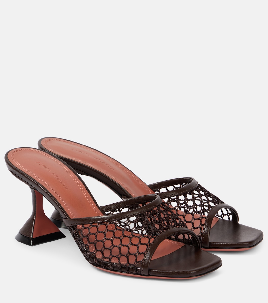 Lupita leather-trimmed raffia mules | Amina Muaddi