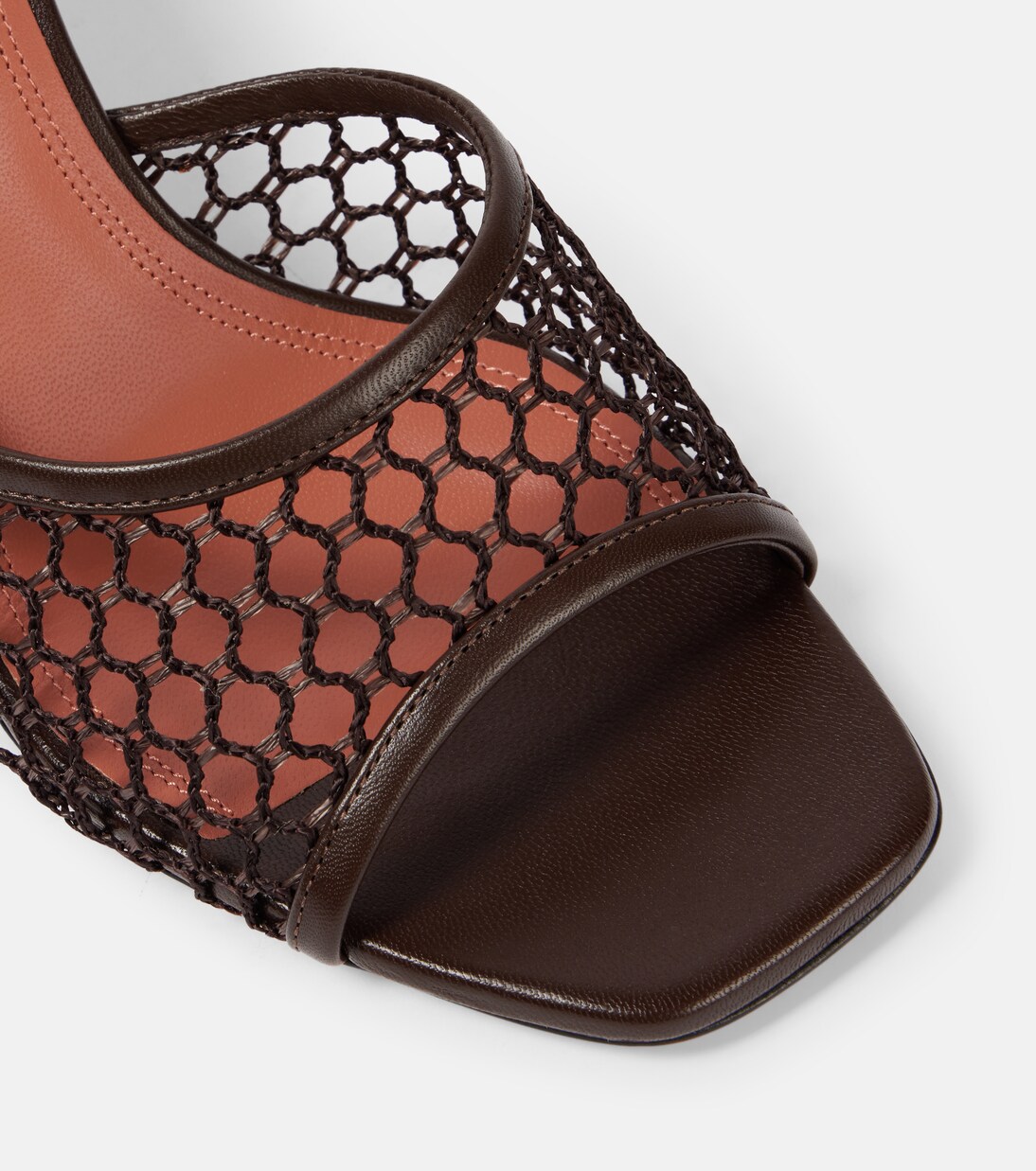 Lupita leather-trimmed raffia mules | Amina Muaddi