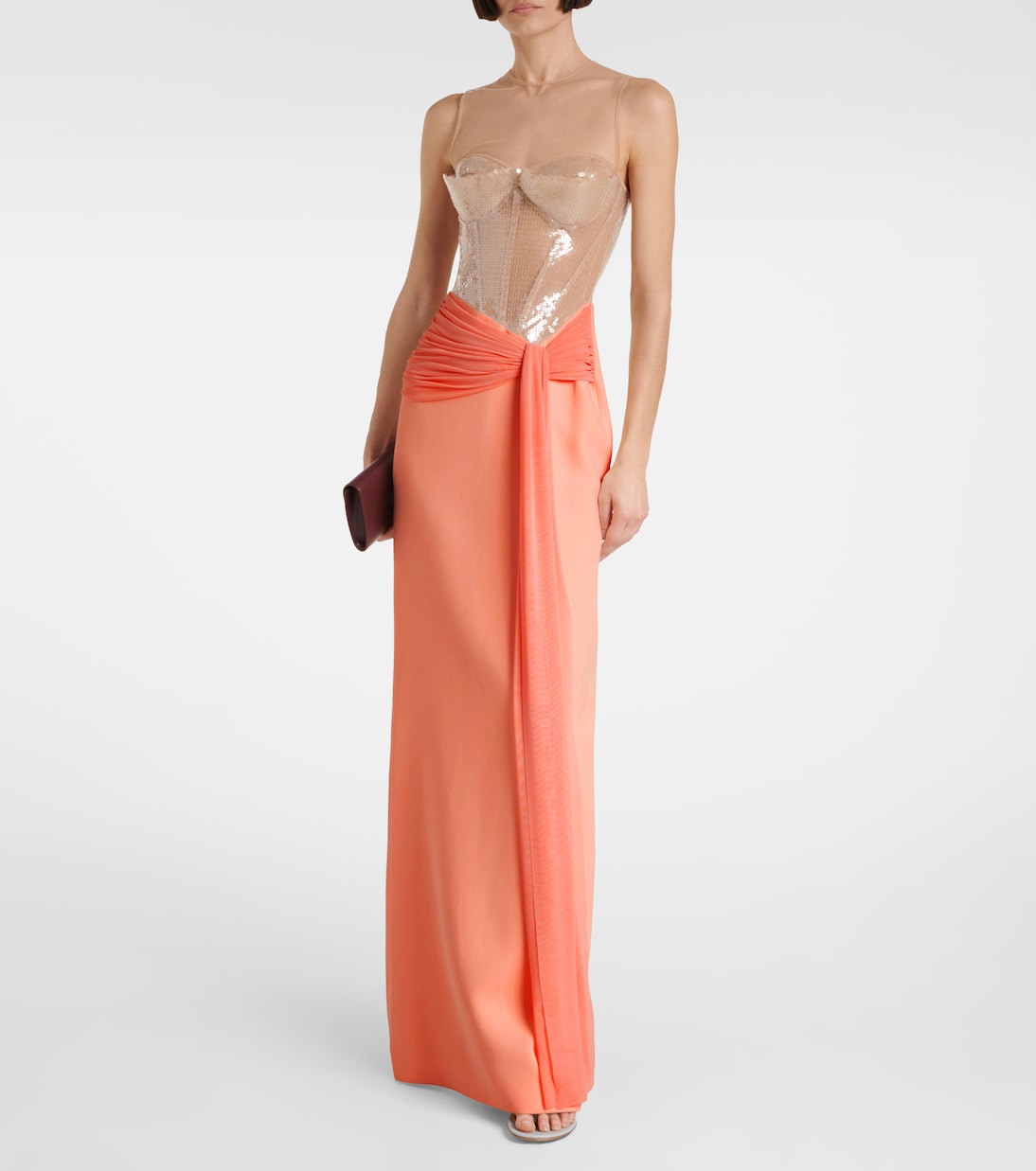 Sequined cady and mesh corset gown | David Koma