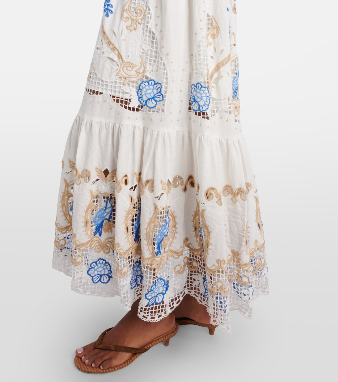 Robe longue brodée en lin mélangé | Farm Rio