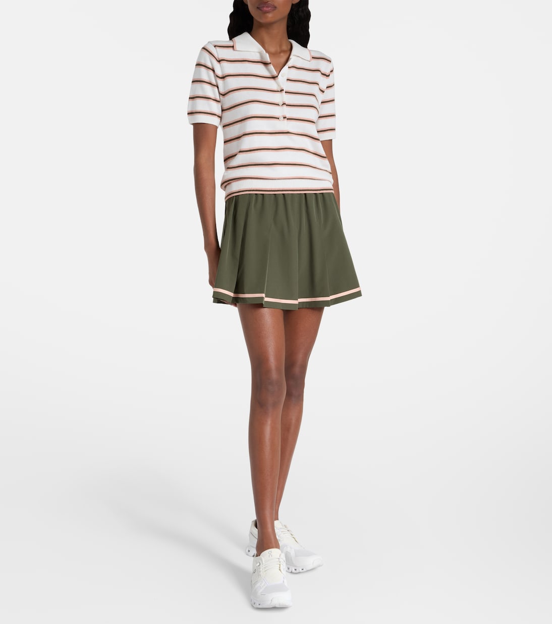 Faustine striped cotton-blend polo shirt | Varley
