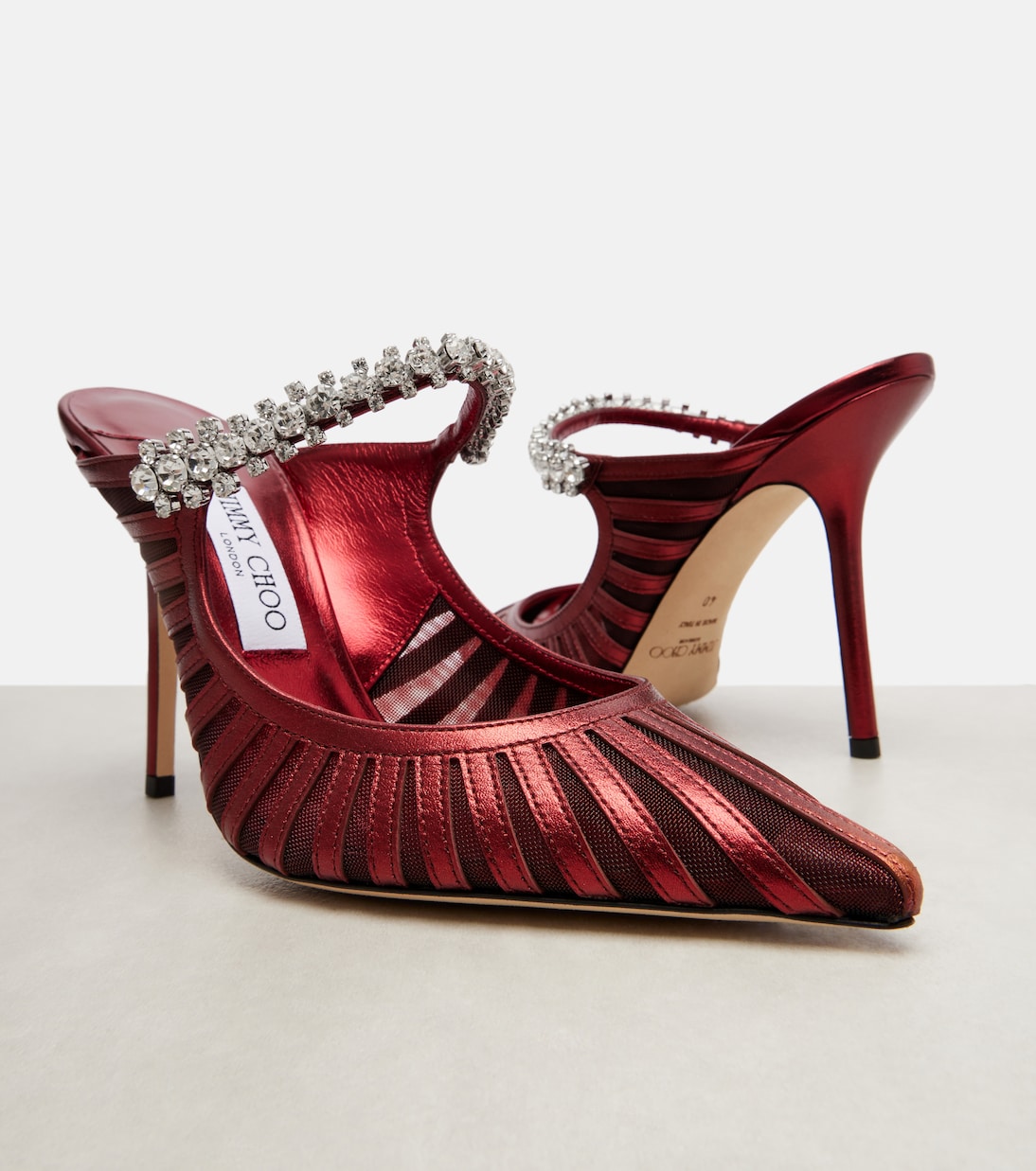 Bing 100金属感皮革与网布穆勒鞋 | Jimmy Choo