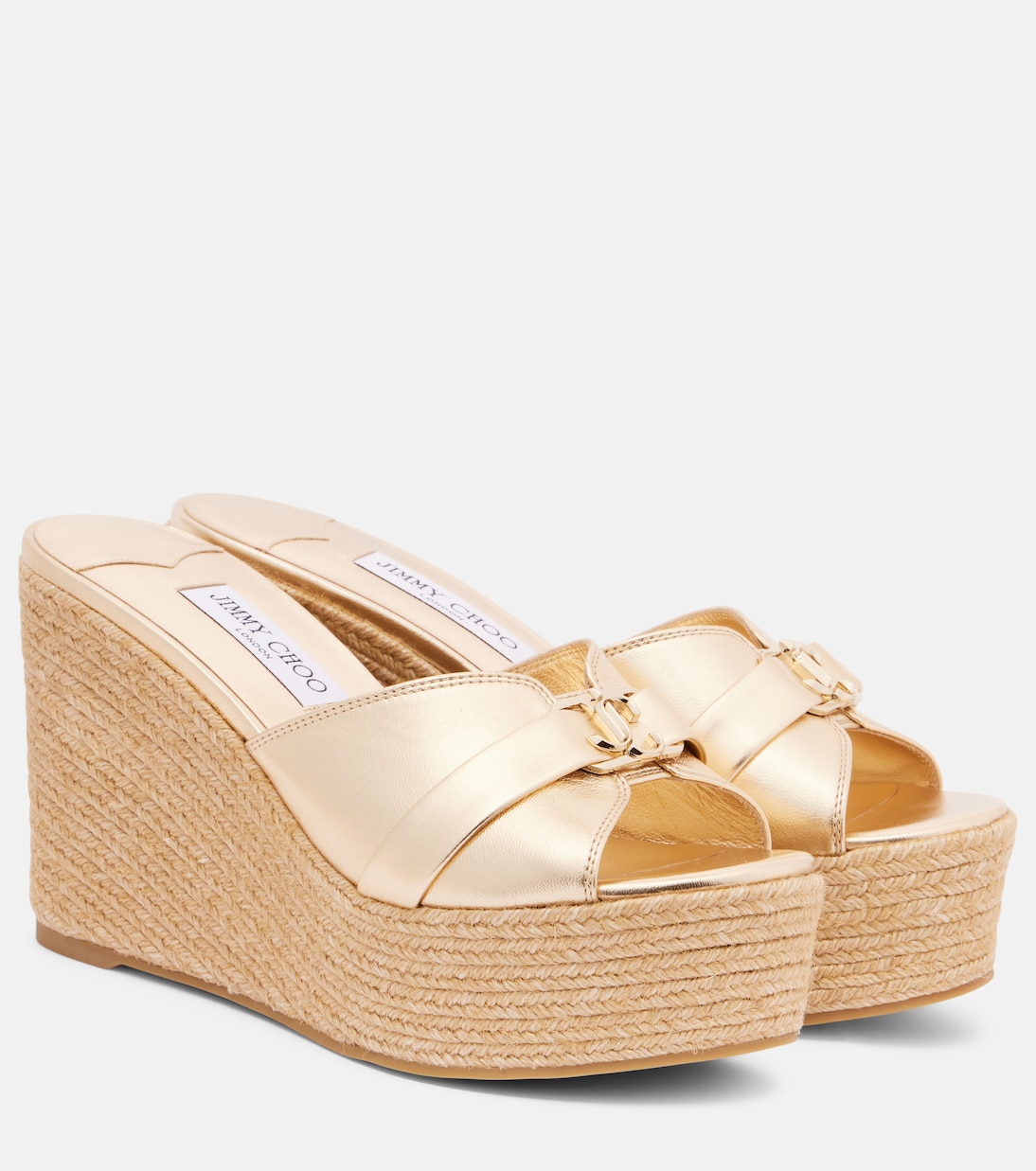 Leda 100 leather platform wedge sandals | Jimmy Choo