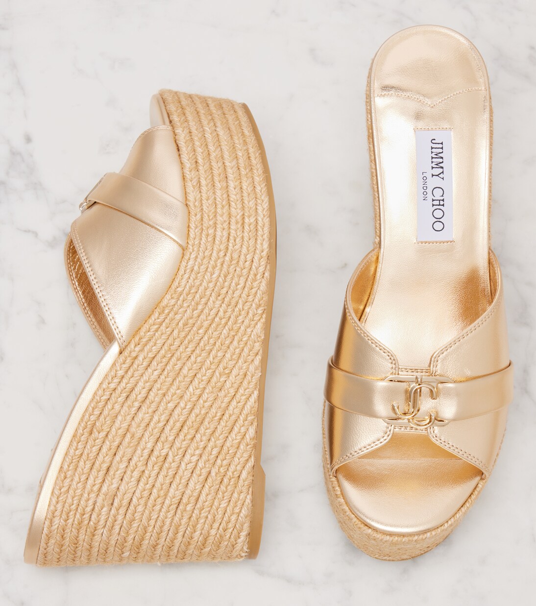 Leda 100 leather platform wedge sandals | Jimmy Choo