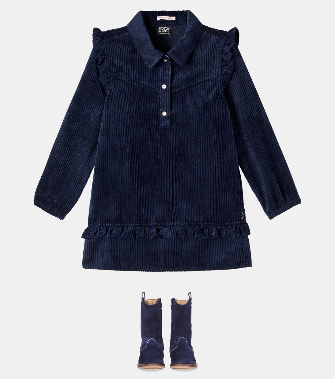 Ruffled corduroy dress | Scotch & Soda Kids