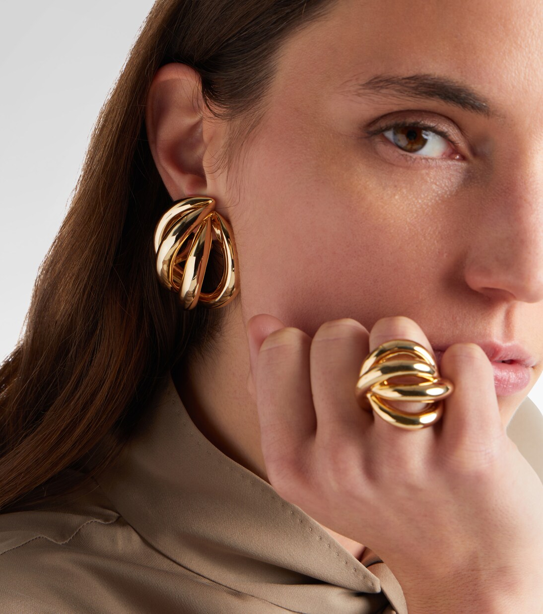 Boucles d’oreilles Abstract Line clip-on en plaqué or 10 ct | Jennifer Fisher