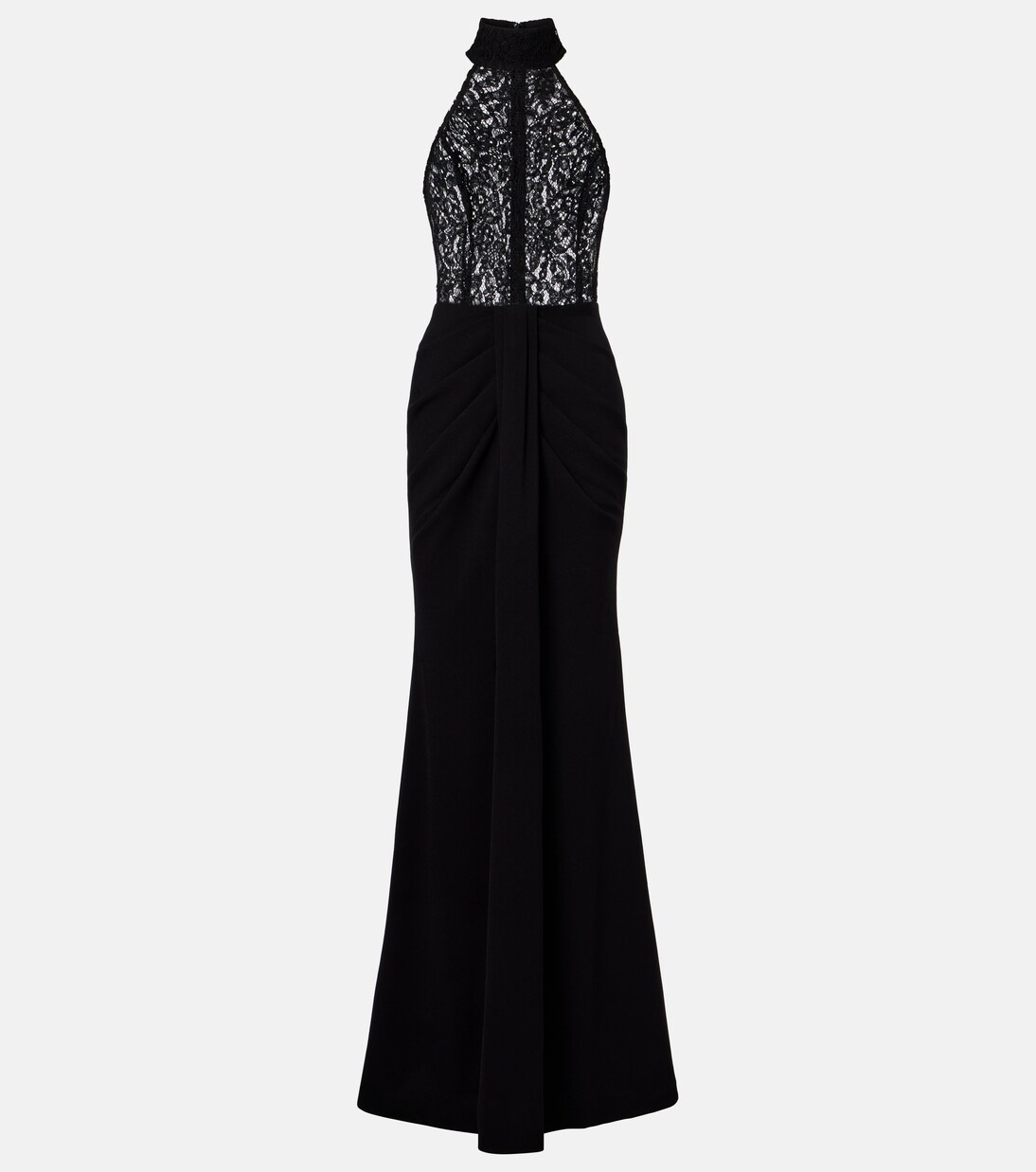 Dixie draped halterneck lace and taffeta gown | Rebecca Vallance