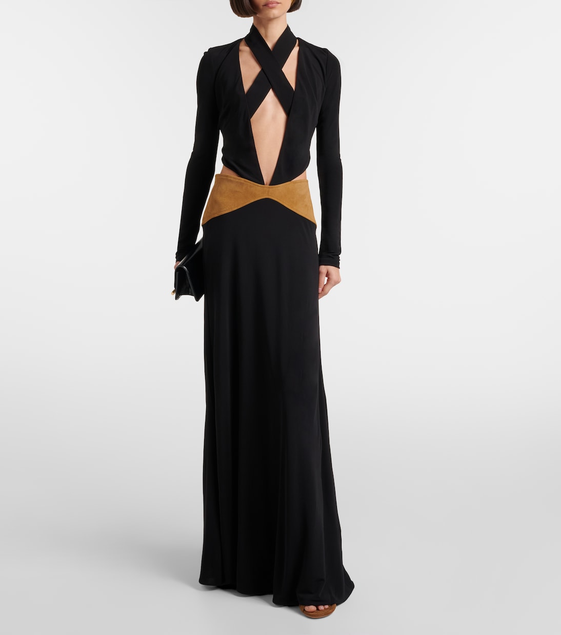 Contour cutout suede-trimmed jersey gown | Christopher Esber