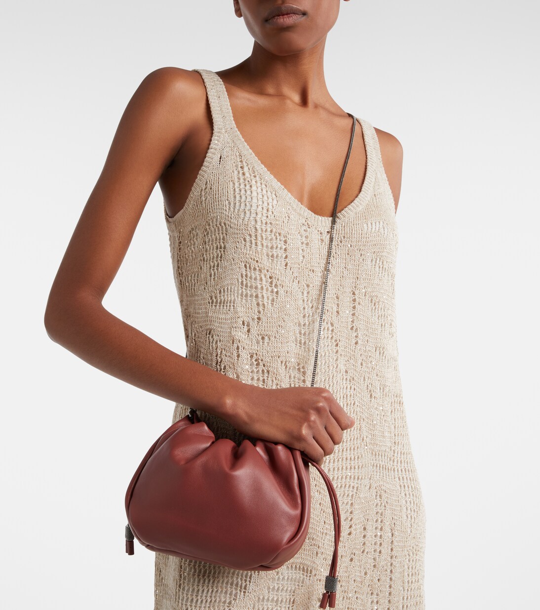 Mellow Mini leather crossbody bag | Brunello Cucinelli