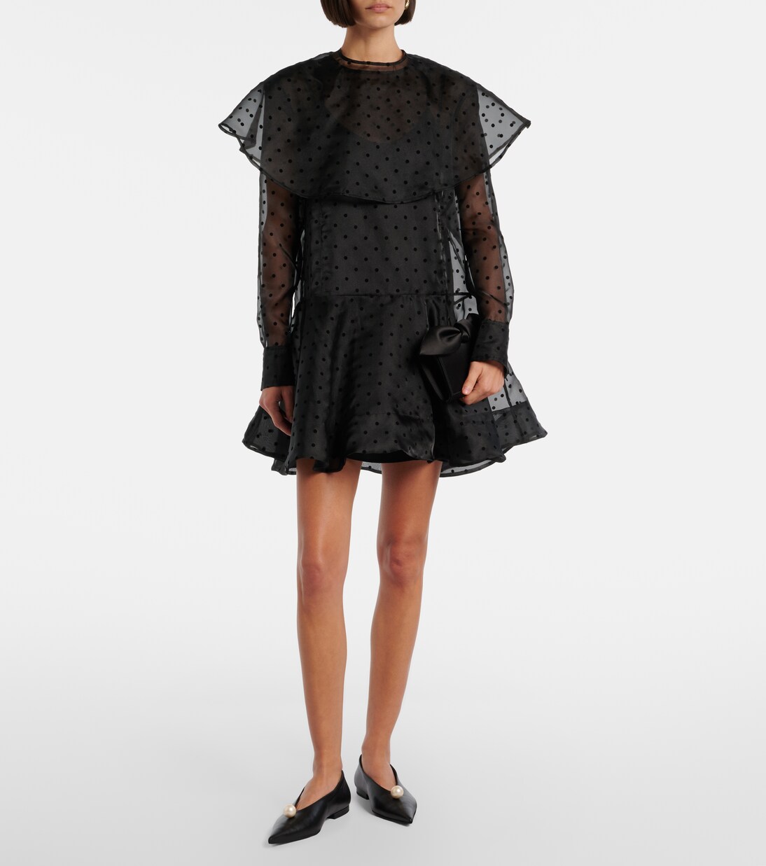 Abito corto in organza a pois | Ganni