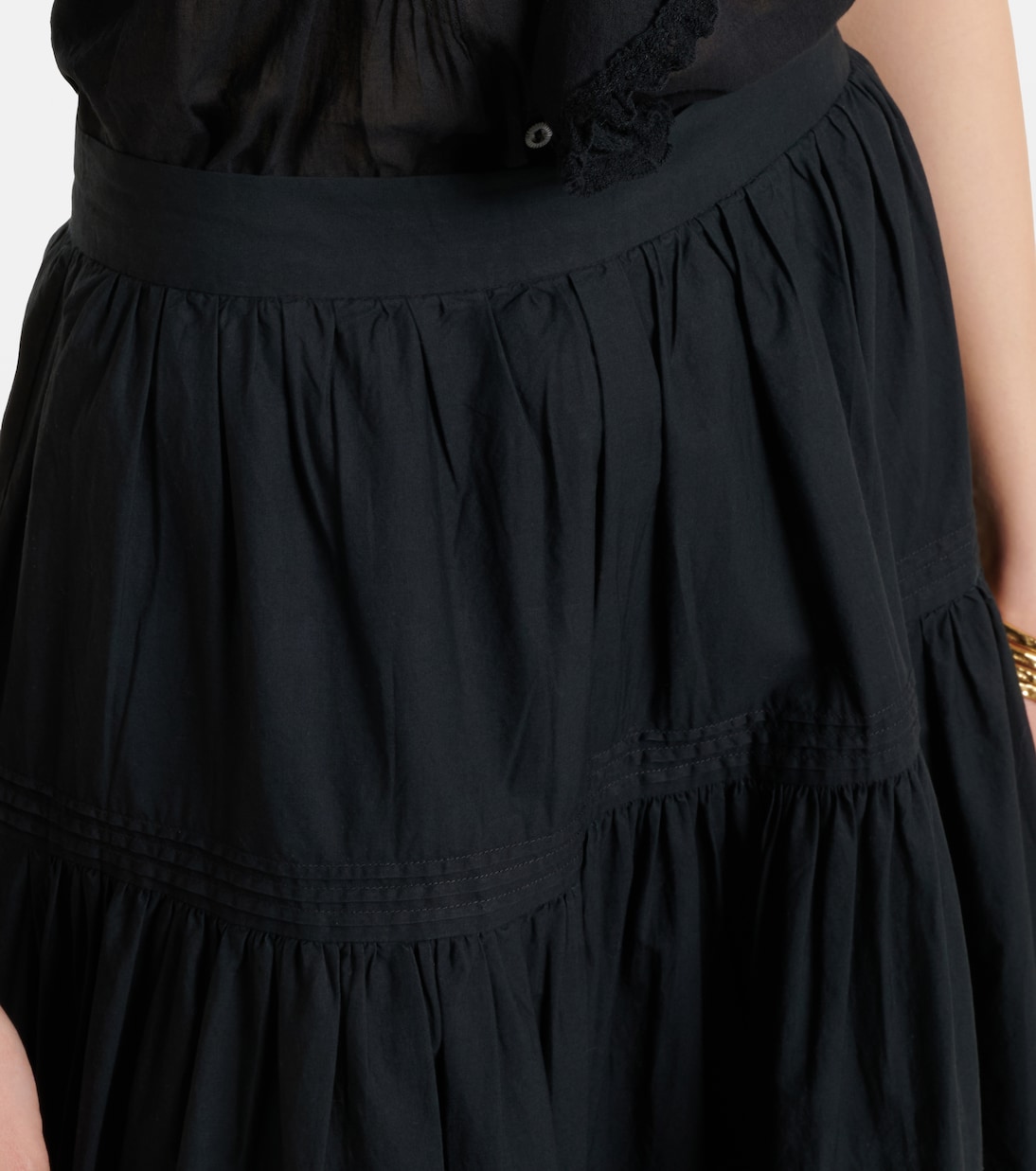 Jupe midi Sebastiane en popeline de coton | Dôen