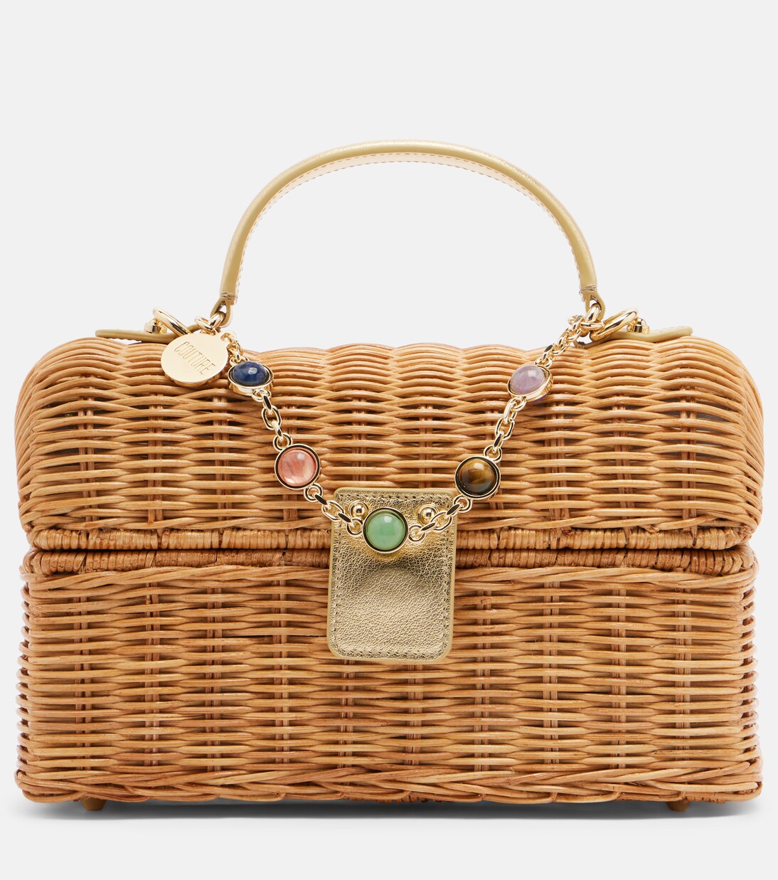 Isla embellished wicker top-handle bag | Judith Leiber Couture