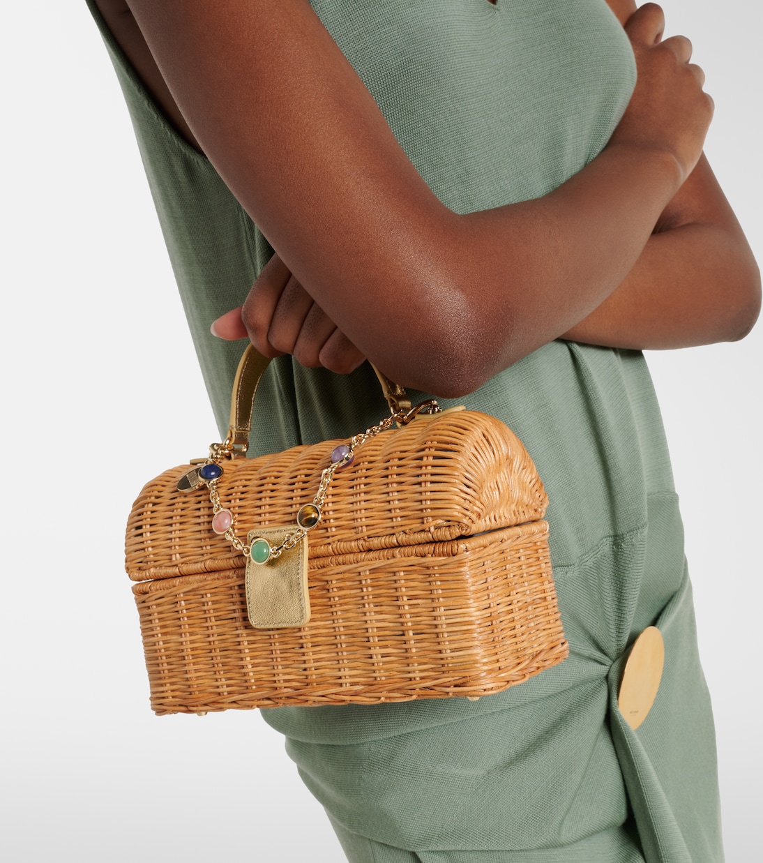 Isla embellished wicker top-handle bag | Judith Leiber Couture