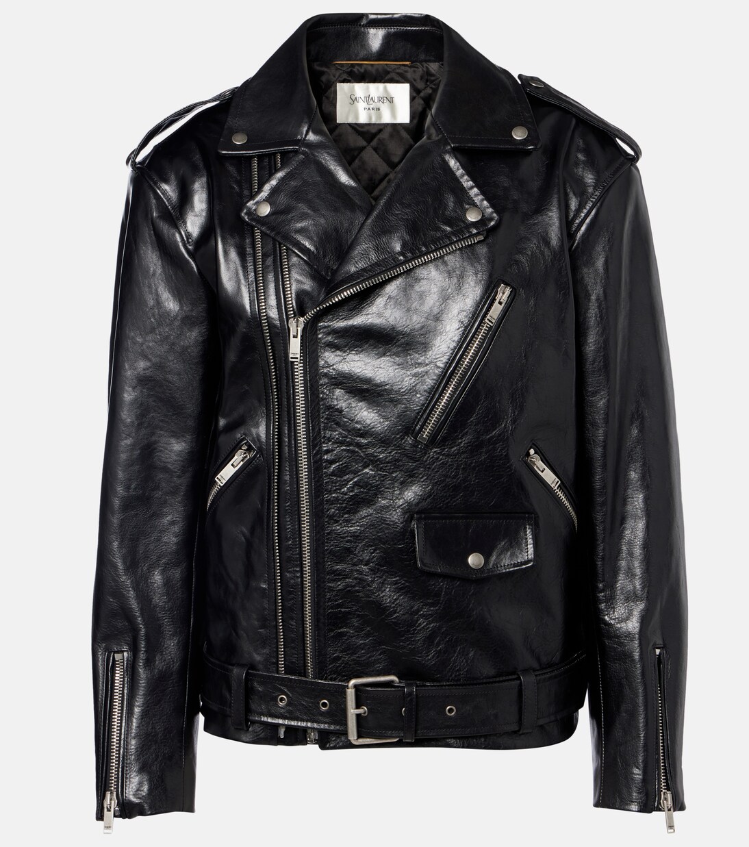 Padded leather biker jacket | Saint Laurent