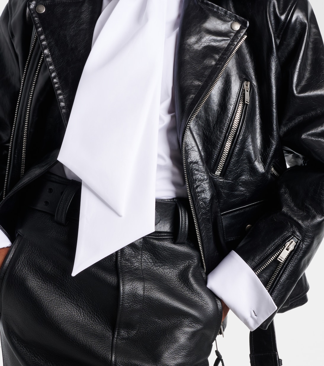 Padded leather biker jacket | Saint Laurent
