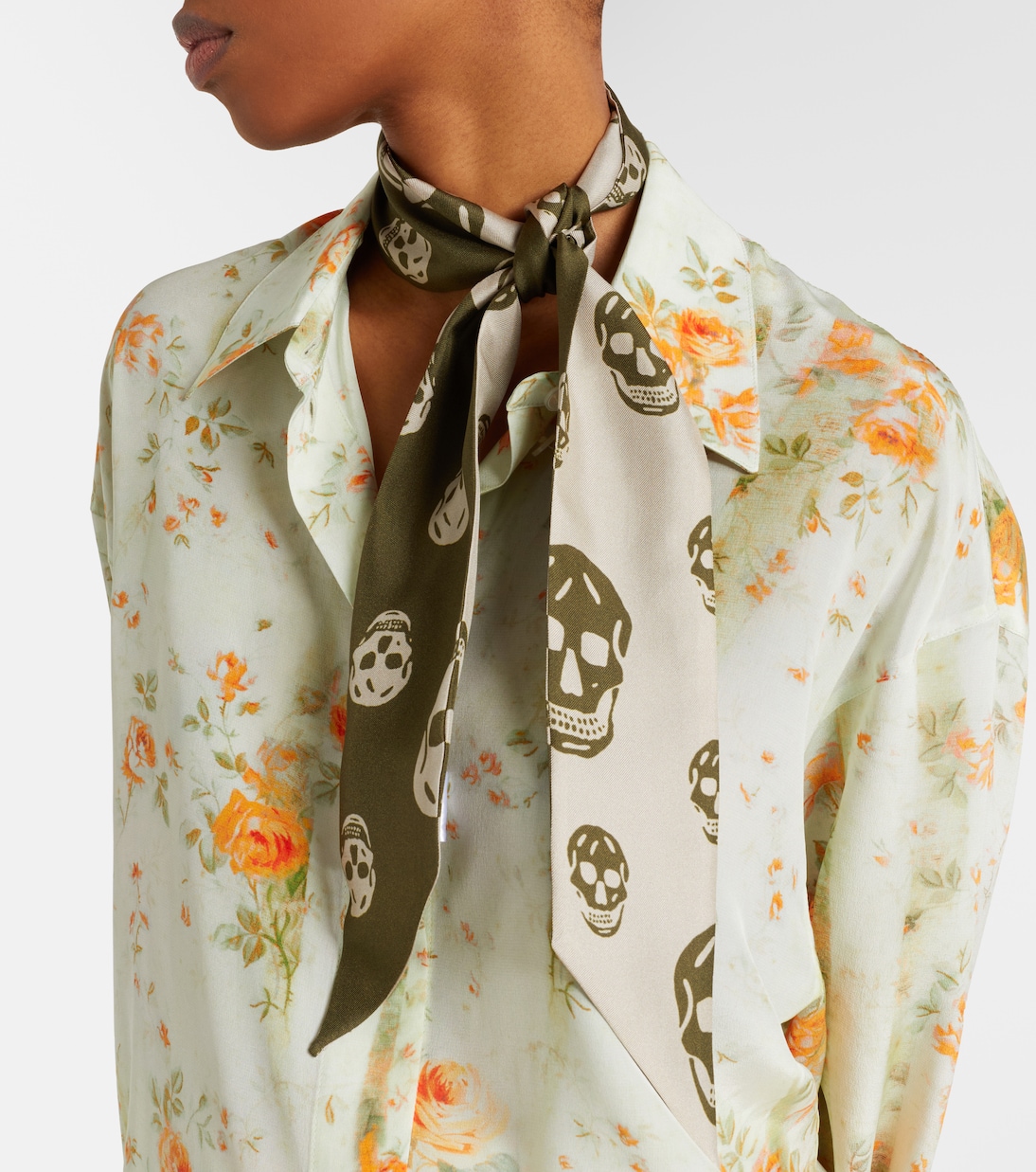 Skull silk twill scarf | McQueen