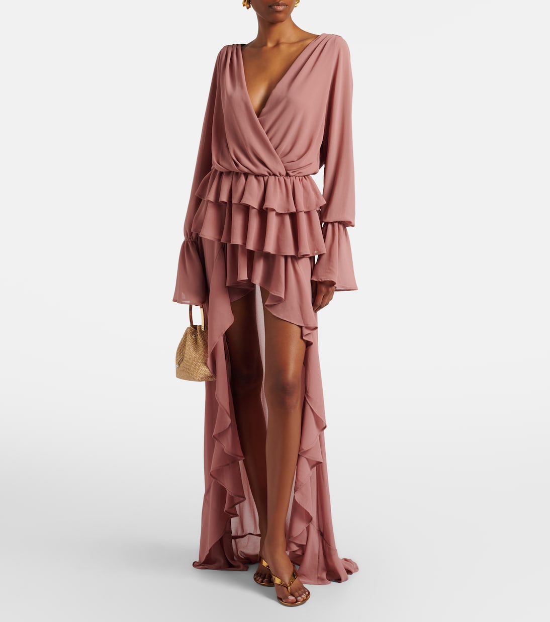 Giselle asymmetric tiered maxi dress | Bananhot