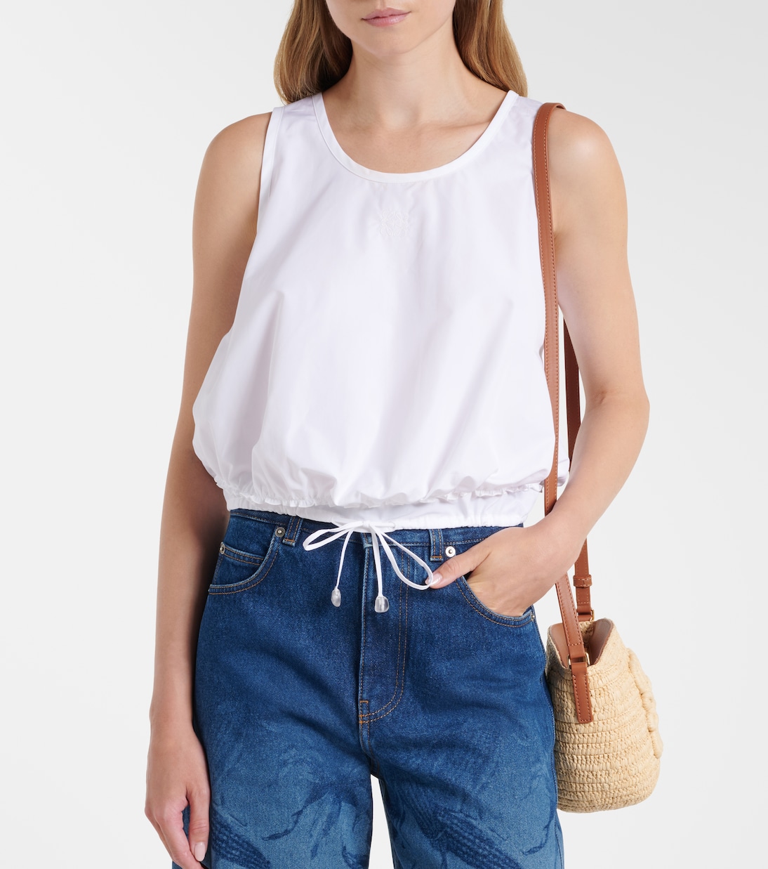 Paula's Ibiza cotton poplin crop top | Loewe