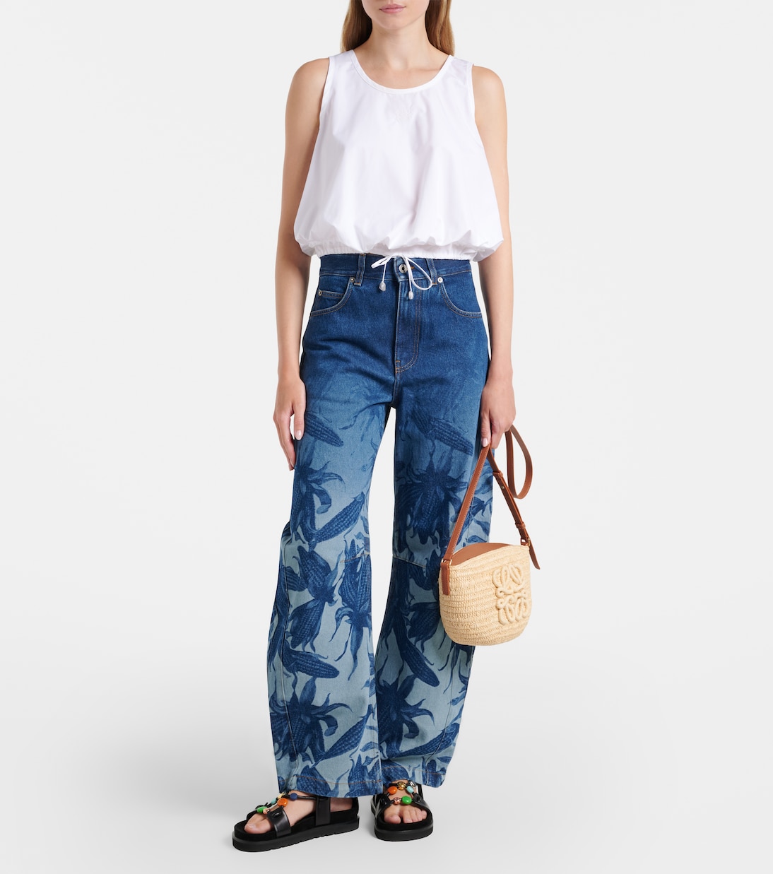Paula's Ibiza cotton poplin crop top | Loewe