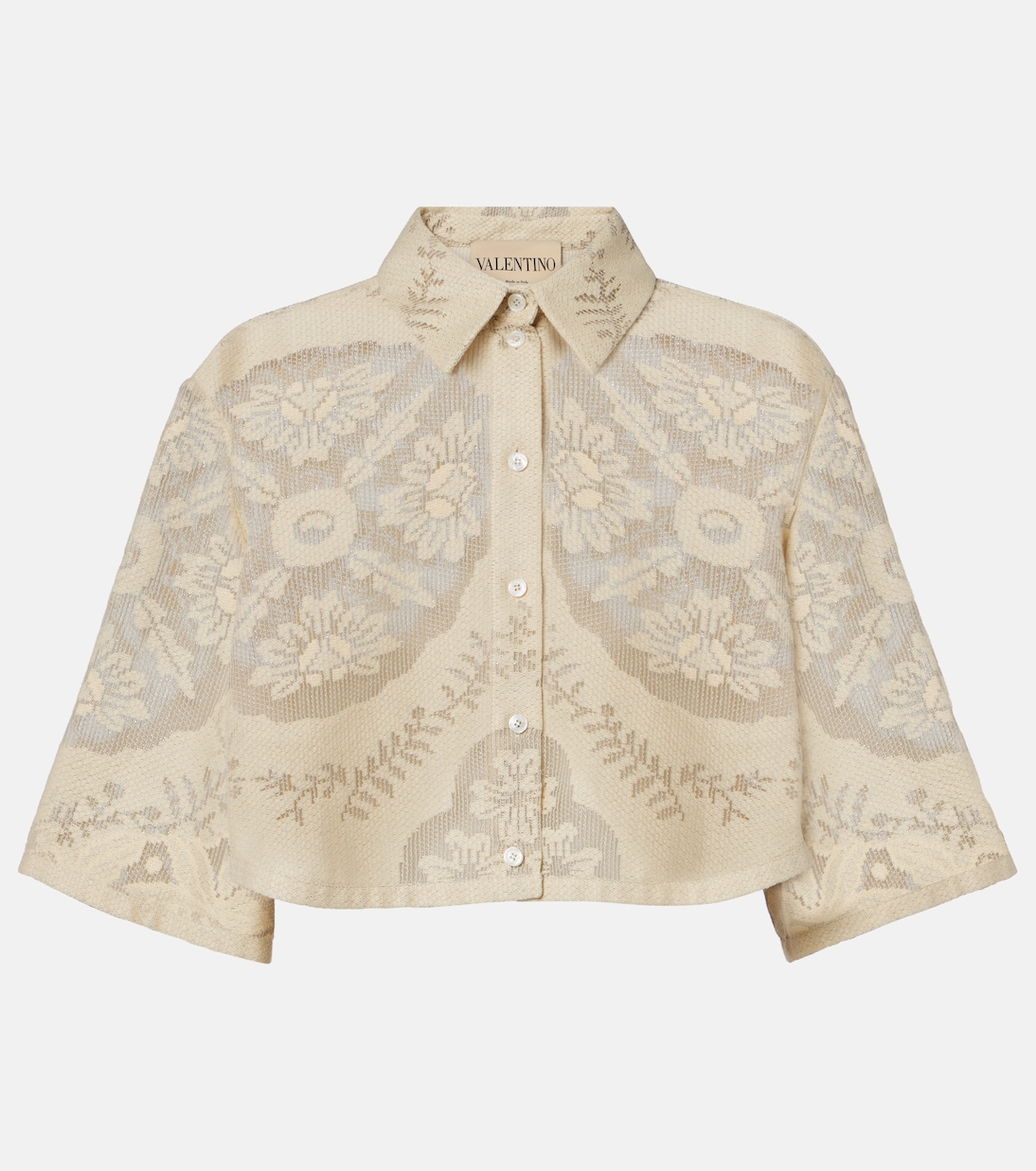 Cropped cotton-blend shirt | Valentino