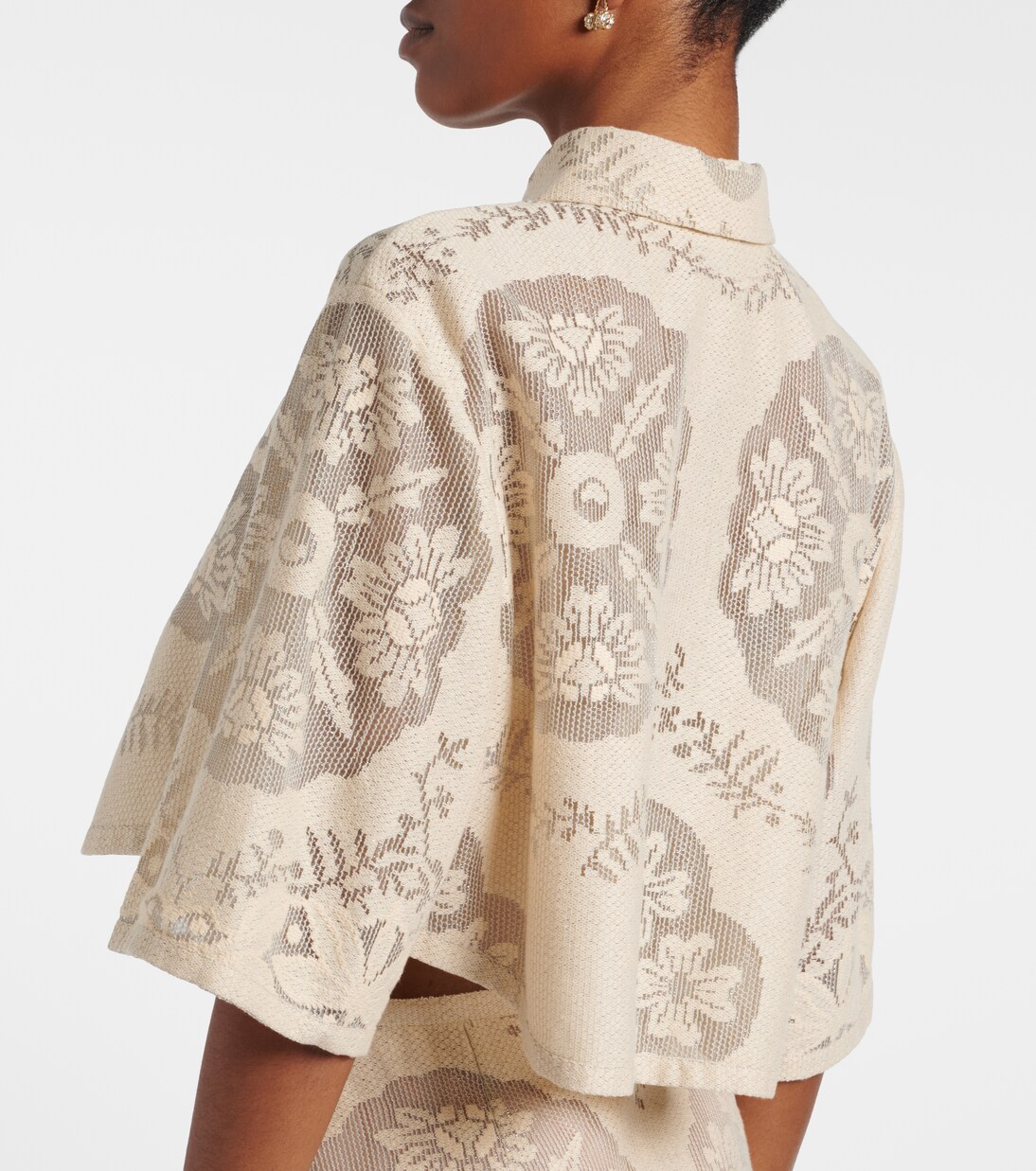 Cropped cotton-blend shirt | Valentino