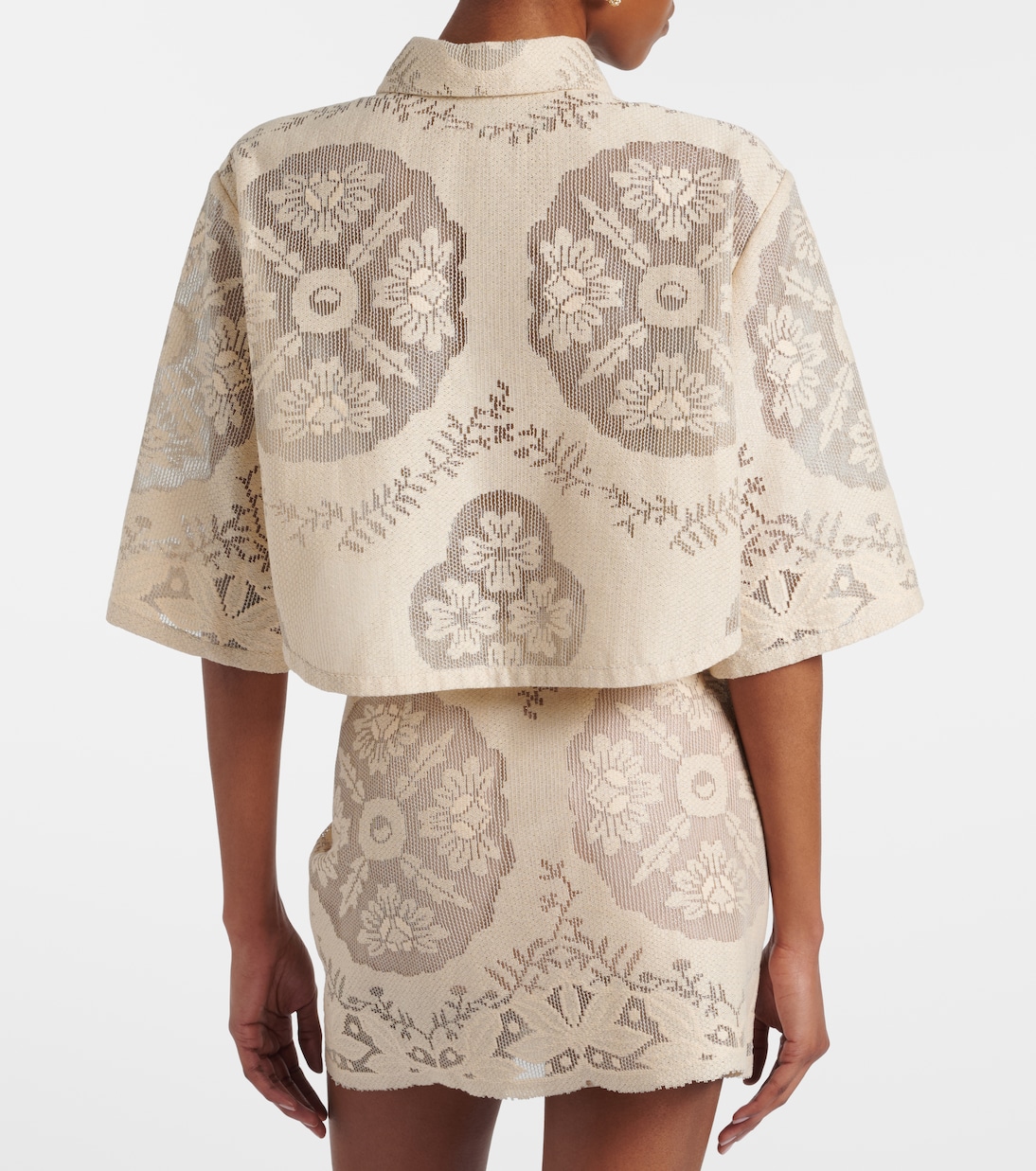 Cropped cotton-blend shirt | Valentino