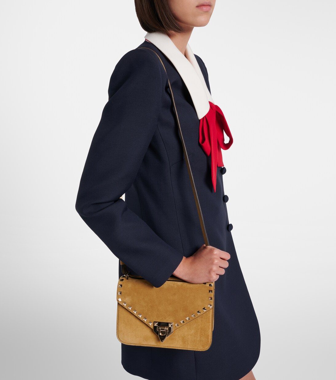 Schultertasche Rockstud Small aus Veloursleder  | Valentino Garavani